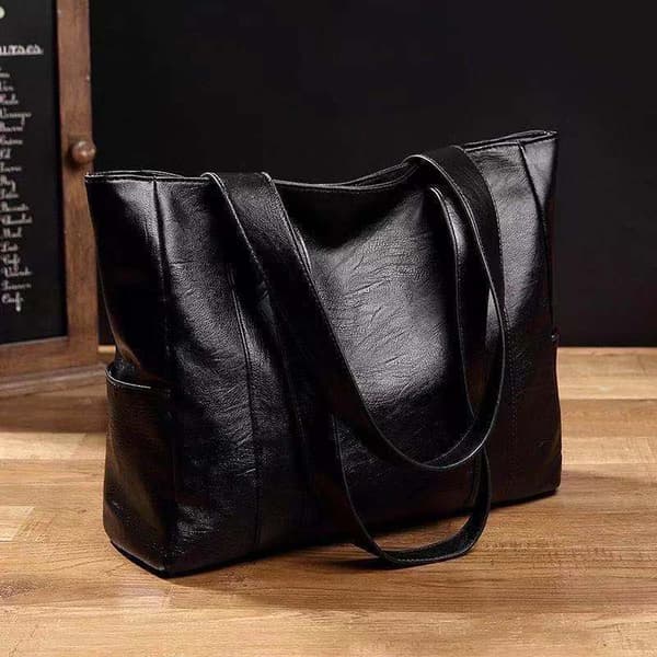 Chic Sort PU Læder Tote Taske - Alsidig & Rummelig