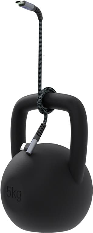 USB-C™ til USB-C™ tekstilkabel med metalstik (space grå/sølv), 90°, m