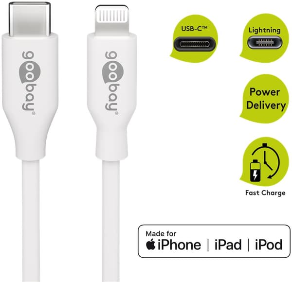 Lightning til USB-C™ opladnings- og synkroniseringskabel, 1 m, hvid