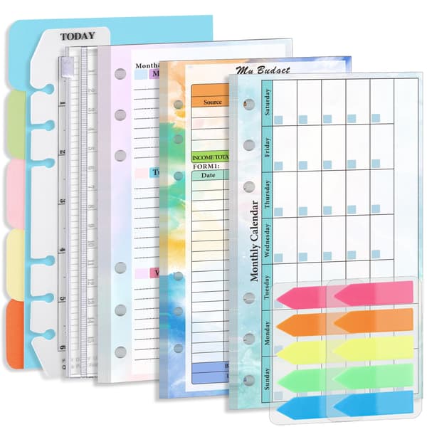 A6 Planner Inserts, Budget Binder Inserts with 7 Pockets, Financial Planner Refill Paper, Expense Tracker Inserts - Gradient