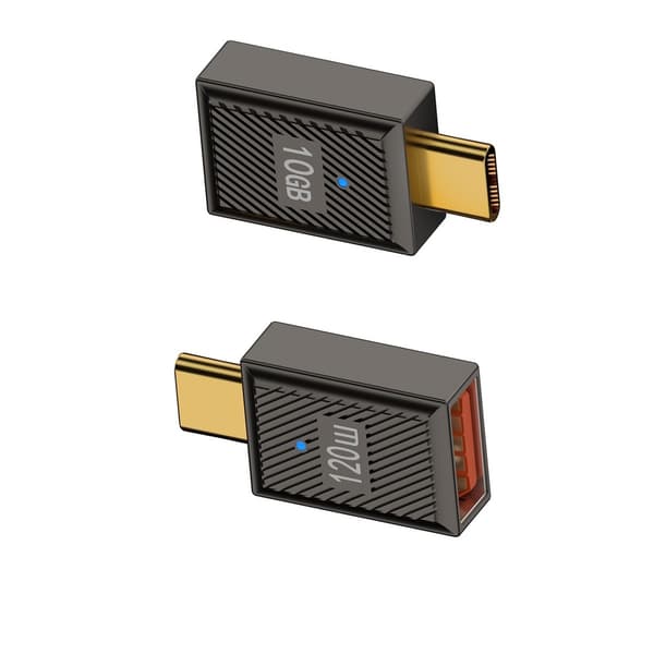 USB A Hunn til USB C Hann Adapter 120W med Indikatorlys - Sink Legering