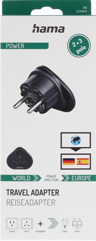Reseadapter Typ E/F Universal Världen-EU Svart