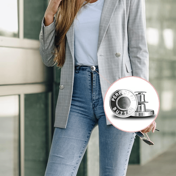 Avtakbare jeansknapper 10-pakning Silver Perfect Fit Button