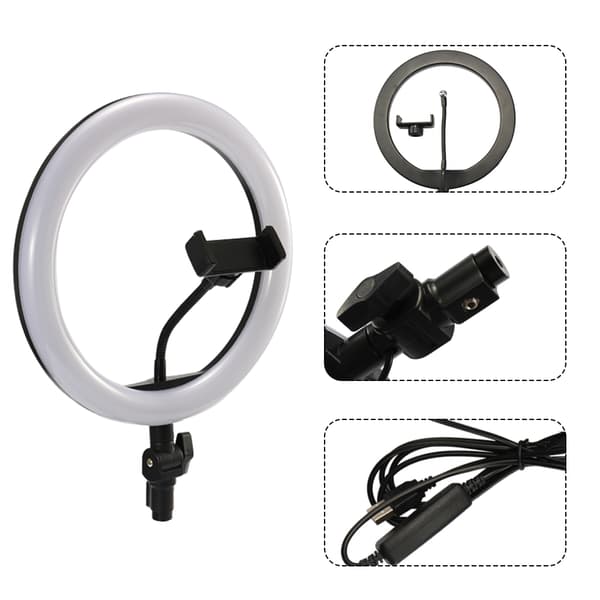 Selfie-ring med dimbare LED-lys - Svart