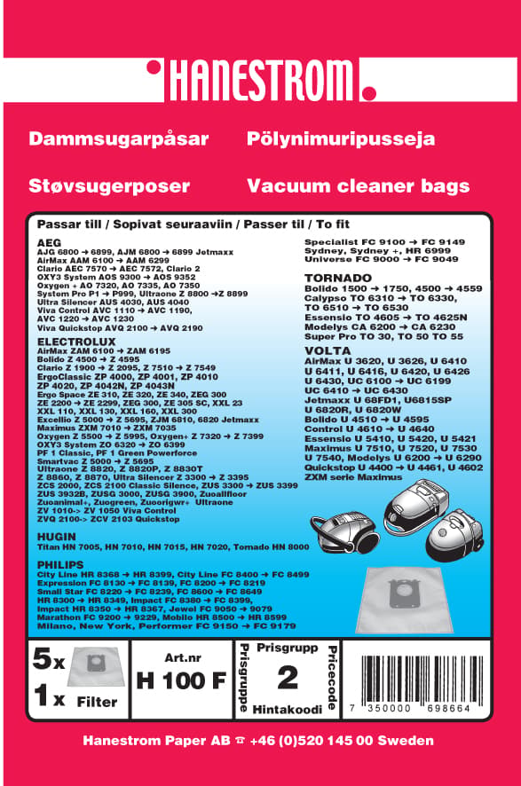 Dammsugarpåsar ELECTROLUX, VOLTA, SYNTET