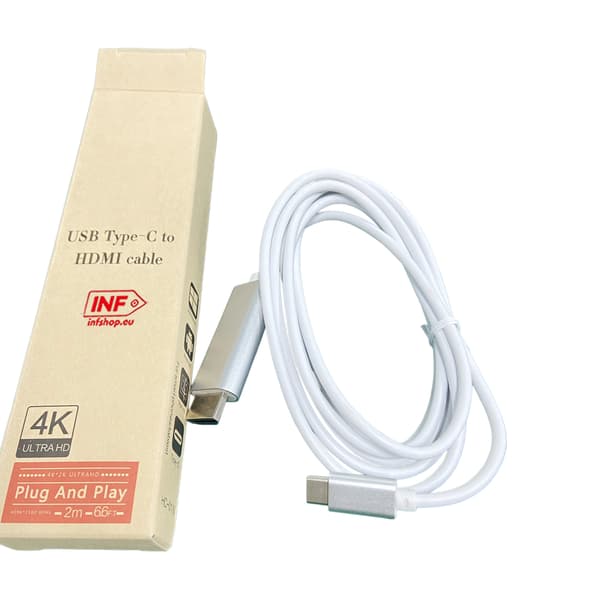 USB-C-HDMI-kaapeli 4K (2 metriä) White