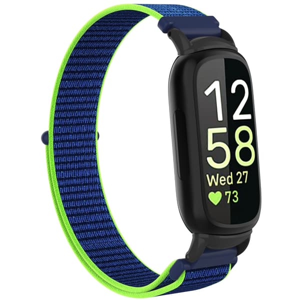 Nylon Loop Hook and Loop Rem Kompatibel med Fitbit Inspire 3 - Fås i Flere Farver Green+Blue