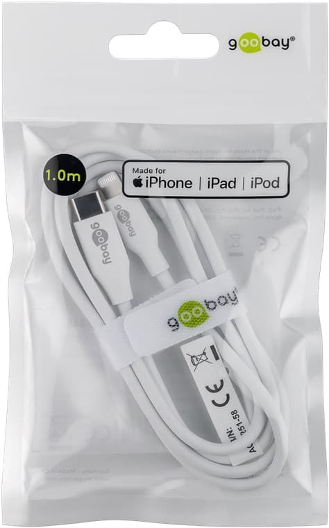 Lightning til USB-C™ opladnings- og synkroniseringskabel, 1 m, hvid