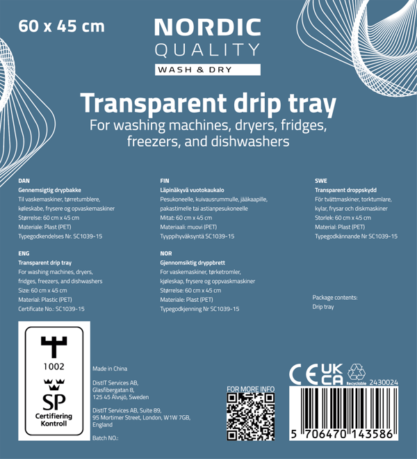 Driptray 60cm x 45cm deep Transparent