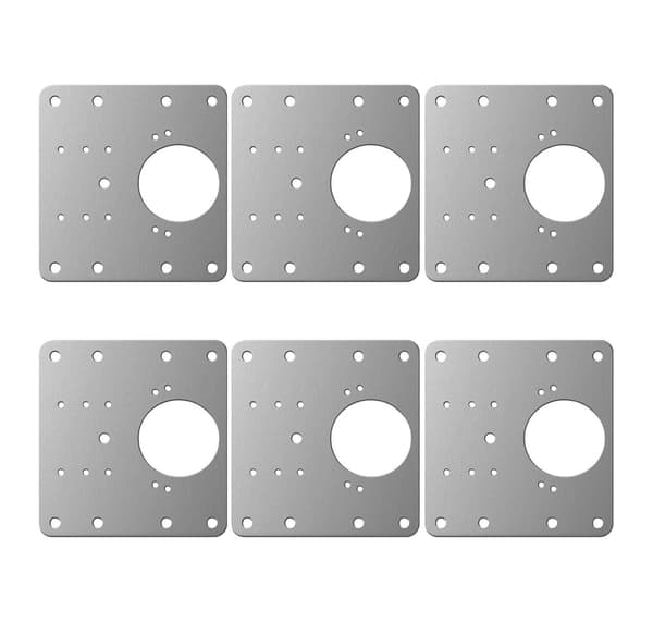 Reparationsplade til hængslede møbler 9x9 cm rustfrit stål 6-Pack