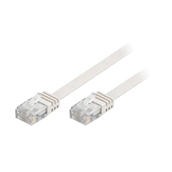 U/UTP Cat6 patch cable, flat, 15m, 250MHz, white