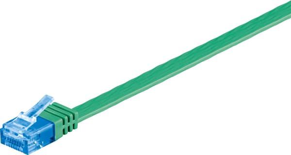 Flad netværkskabel CAT 6A, U/UTP, Grøn
