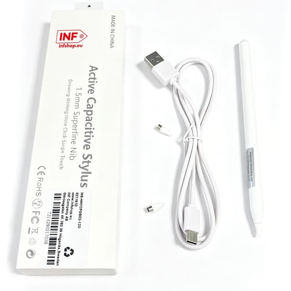 Stylus pen USB-C med 2 ekstra spidser White
