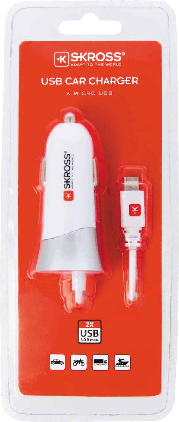 USB-biloplader med Micro USB-kabel