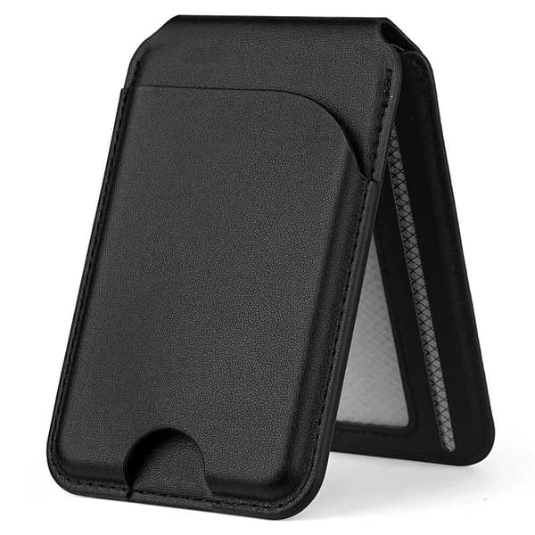 Universal Magsafe Magnetisk Kortholder med Roterbart Stativ - Kompatibel med iPhone og Android Black