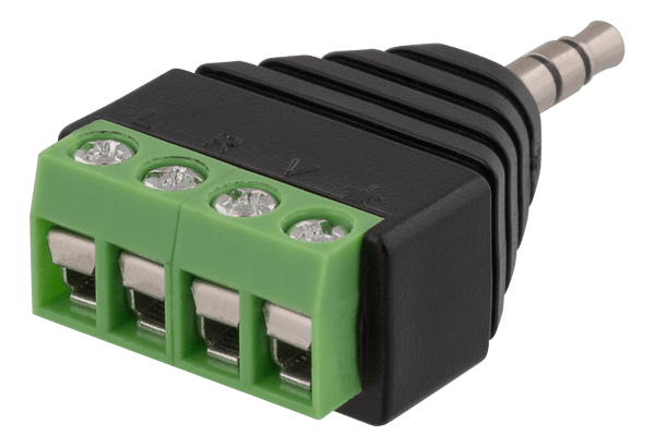 4 pole 3.5mm plug to 4-pin terminal block adapter