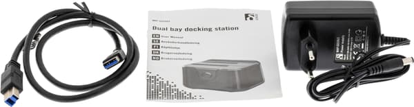 USB 5 Gbit/s HDD docking, cloning, 2x 2.5/3.5" SATA, black