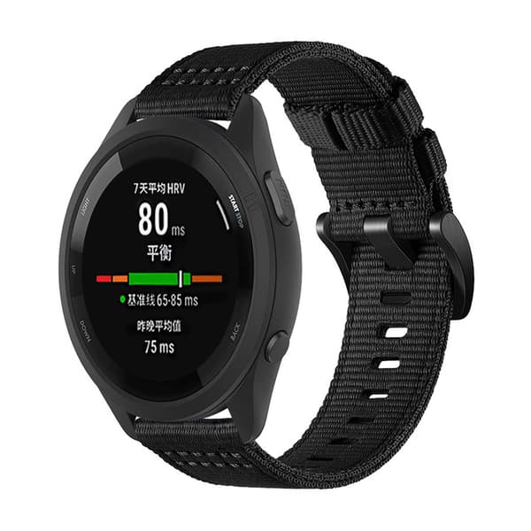 Nylon urrem til Garmin Forerunner 255/265/245 Smartwatch Black M