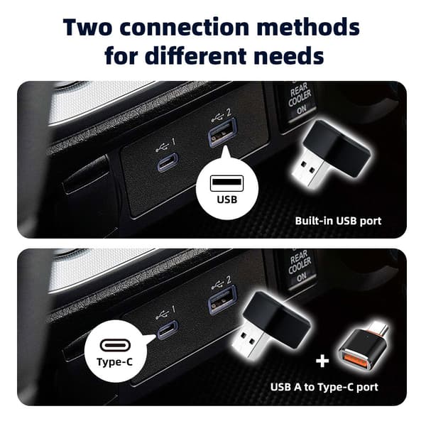 Trådløs CarPlay-adapter - D07 Sølv 2-i-1 for Apple og Android-telefoner