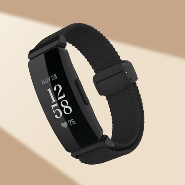 Stilfuld Vævet Nylon Magnetisk Rem til Fitbit Inspire 3 Black