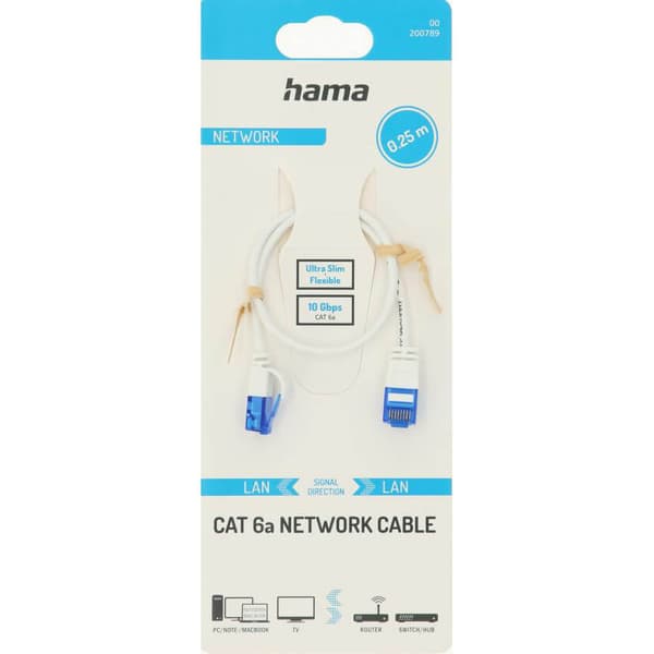 Cable Network CAT6a Slim U/UTP 0.25m White