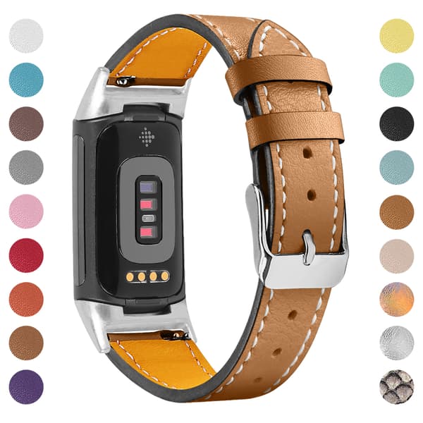 Aito nahkaranneke Fitbit Charge 5/6:lle coffee