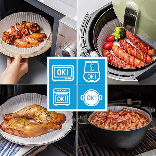 Engångs Air Fryer pappersfoder non-stick 50-pack White 20 cm