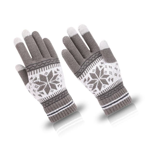 Stickade Handskar - Åttakantig Blomma Grey