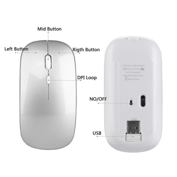 Trådløs mus 2,4 GHz Silver