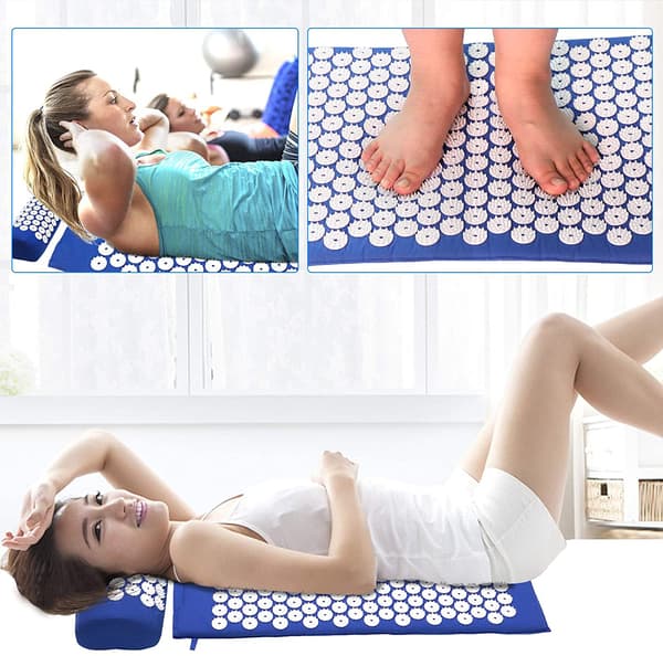 Neglemåtte med pude til massage og afslapning Blå