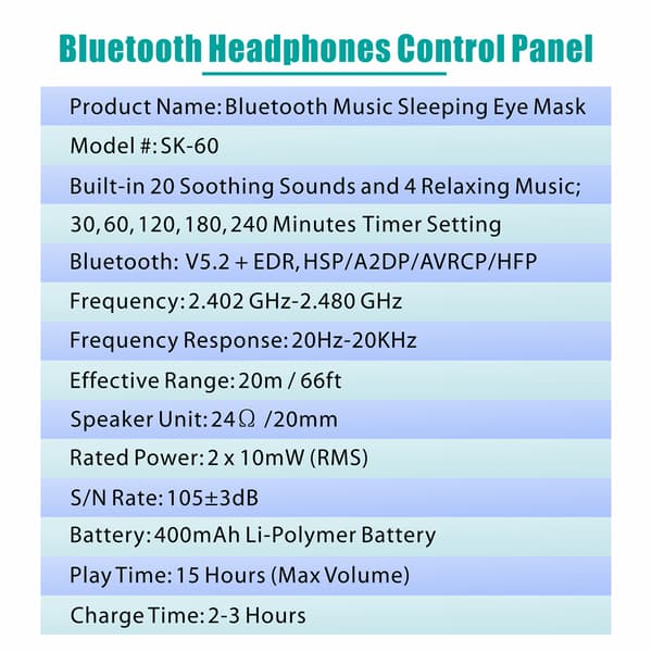 3D Bluetooth-søvnmaske Black