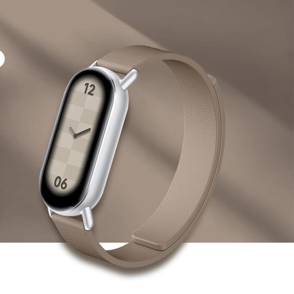 Læderrem til Xiaomi Band 8/9 - Magnetisk Brown