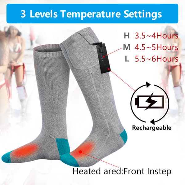 Akkulämmitteiset sukat - Lämpösukat Gray+Blue M