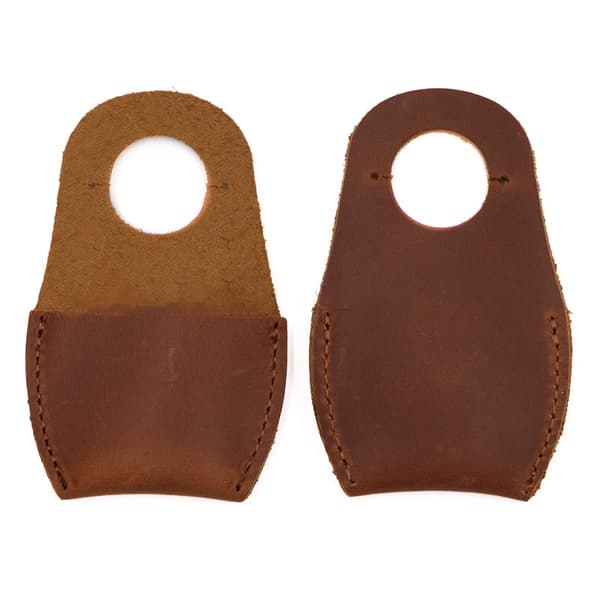 Artisan Carved Thumb First Layer Leather Finger Guard Brown