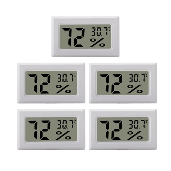 Digitalt mini-termometer / hygrometer, 5-pakning White