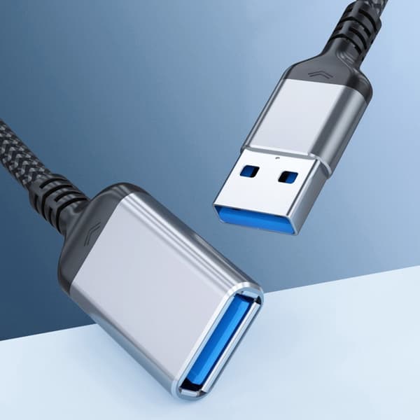 USB 3.0 A Hann til A Hunn Forlengelseskabel - Grå Nylonflettet Datakabel for SuperSpeed Dataoverføring 2 m