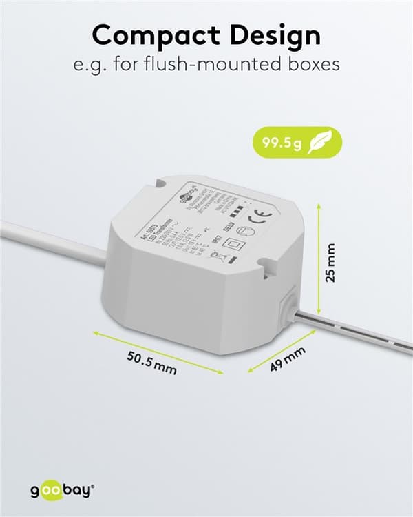 LED-muuntaja 12 V (DC) (DC), 12 W, IP67
