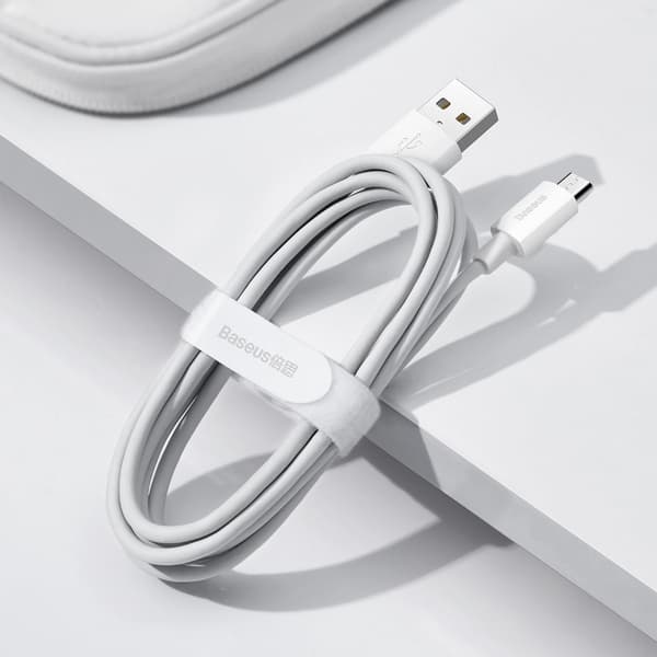 Baseus Simple Wisdom -datakaapelisarja USB - Micro 2.1A (2 kpl/sarja) 1,5 m valkoinen