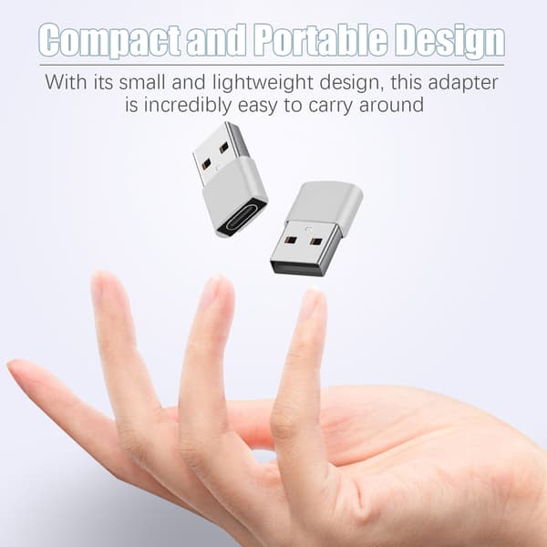 2-pack USB-C till USB-adapter för dataöverföring och laddning Silver