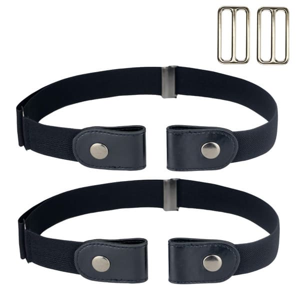 Elastiskt skärp utan spänne (one size) Svart Black 2-pack