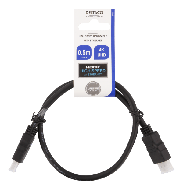 HDMI cable, HDMI High Speed w/Ethernet, CCS, 0.5m, black