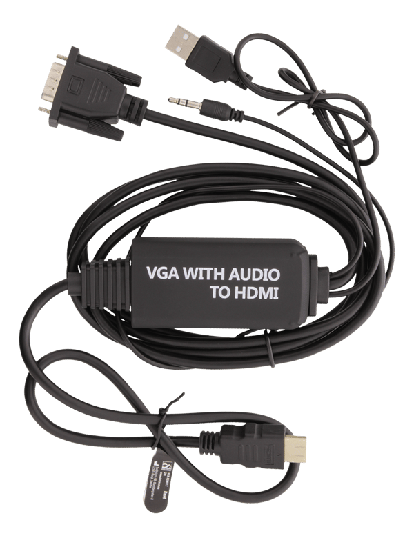 VGA & Audio, HDMI cable, USB powered, 2m, black