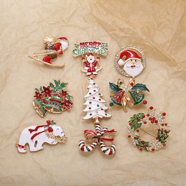 Broche med julemotiv MultiColor