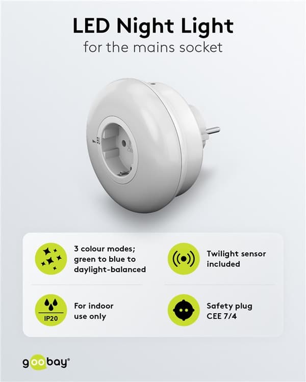 LED-nattlys for stikkontakt