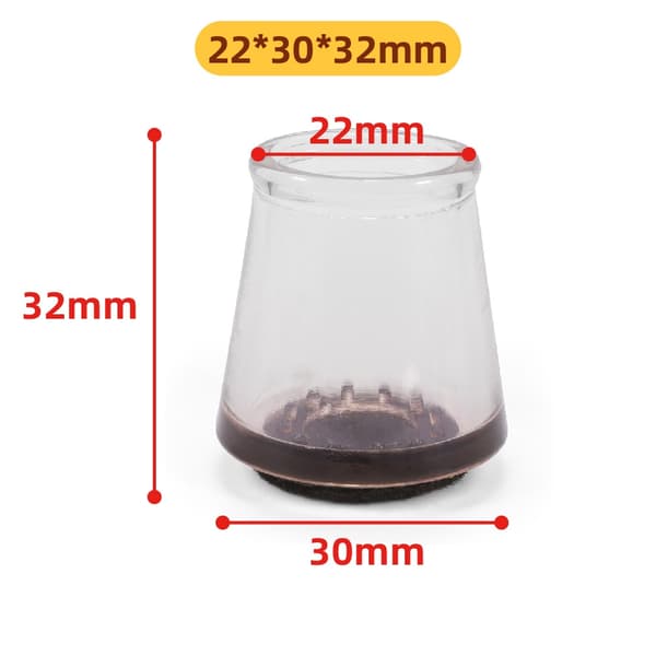 Möbeltassar / skydd för möbelben 16-pack Transparent+Brown S