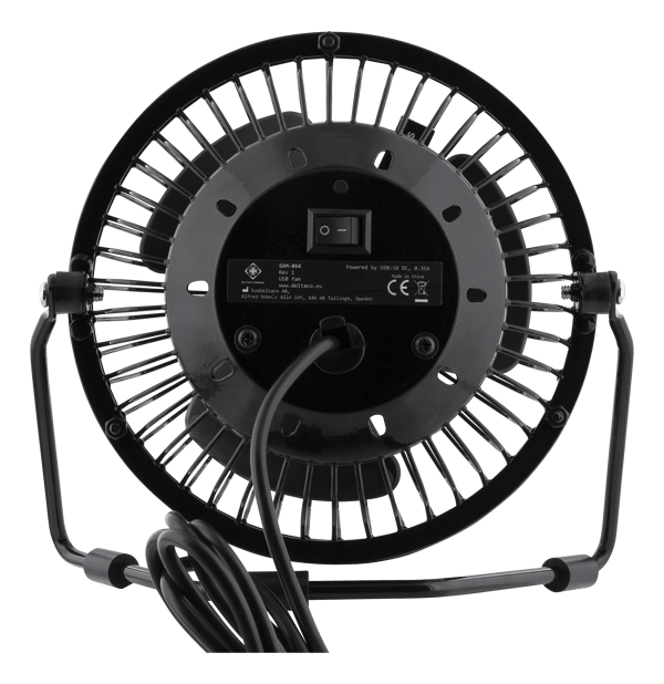 USB desktop fan with clock, black