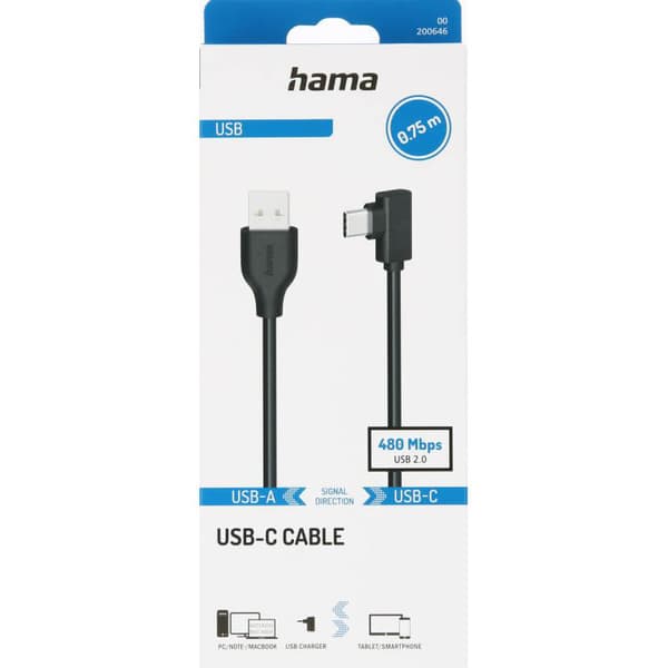 Kabel USB-C til USB-A USB 2.0 480 Mbit/s Sort