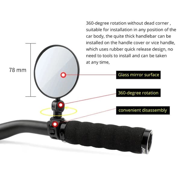 Justerbara Backspeglar till Cyklar - 2 pack Black