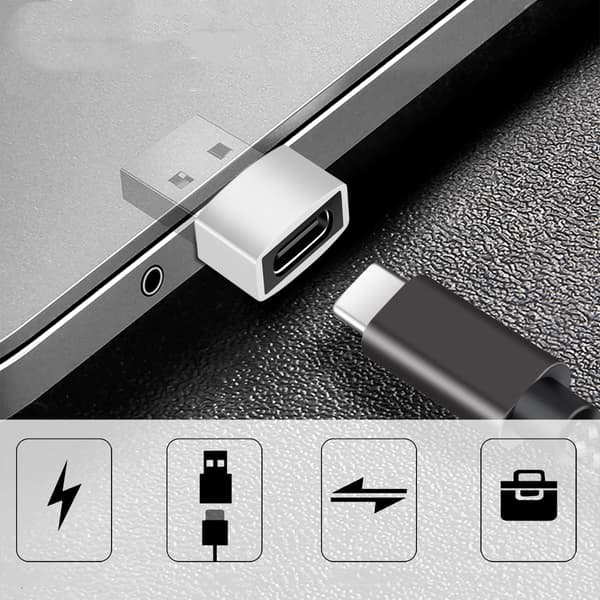 USB-C-sovitin (naaras) USB-A 2.0:aan (uros) Silver