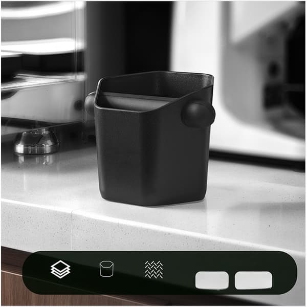 Hexagonal Prism Vinklad Kaffesumpslåda - ABS Behållare för Espressoavfall Black